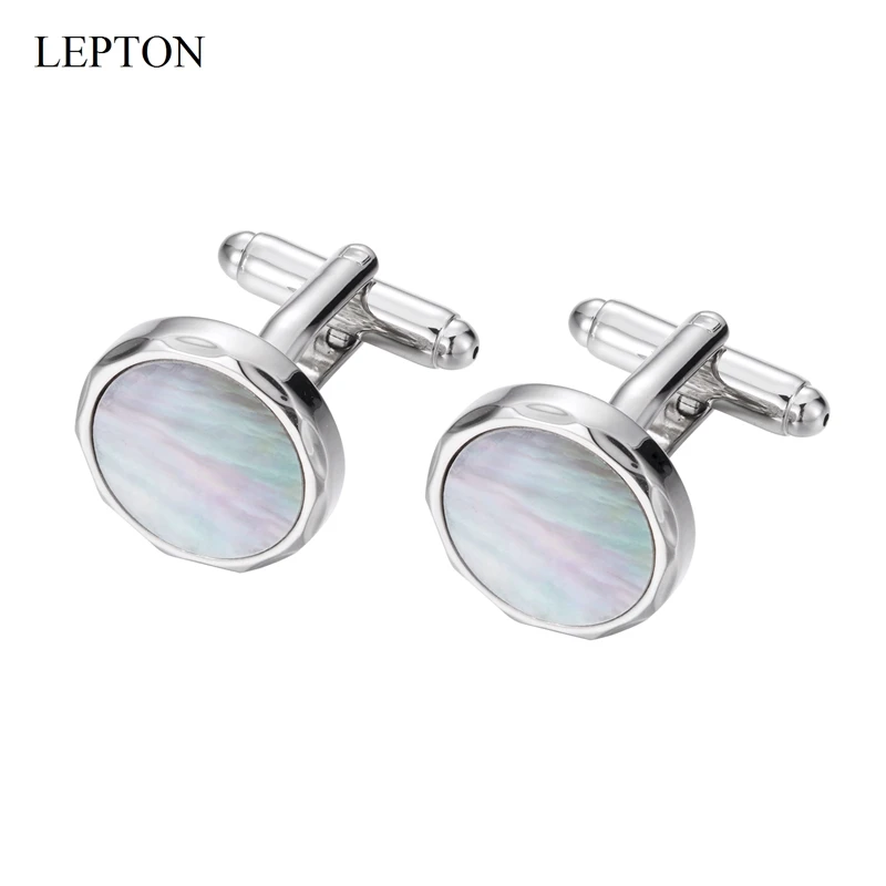 Low-key Luxury Mother of Pearl Cufflinks tuxedo studs Sets Lepton Colored Shell Cufflink Collar Studs Cuff links For Men Gift