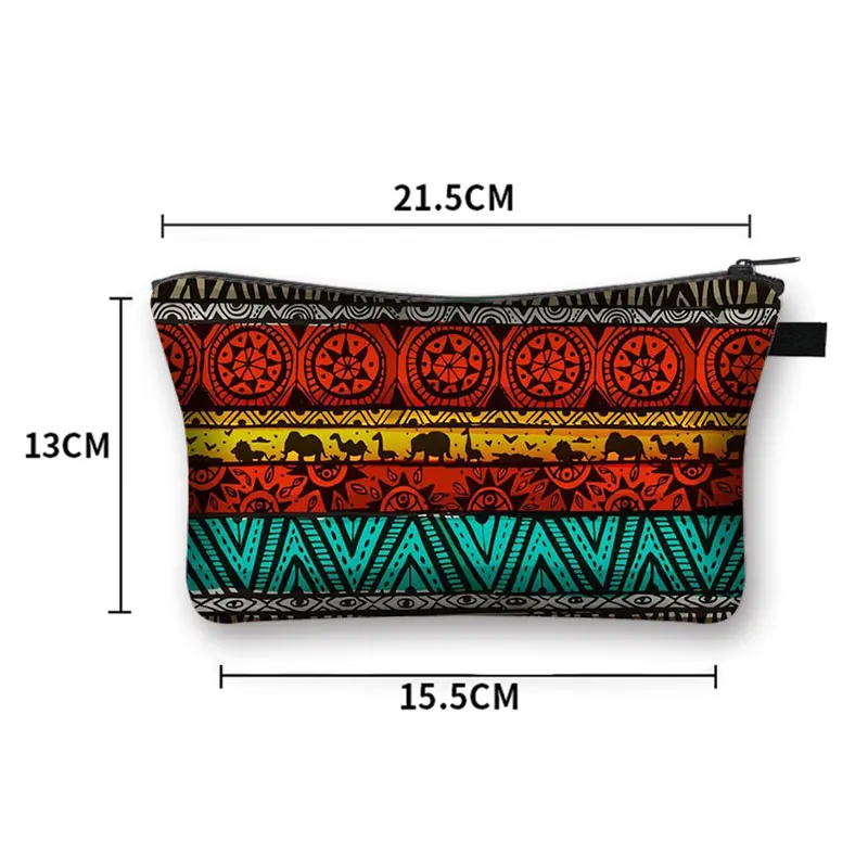 African Pattern Girl Cosmetic Bag Fashion Handbag Afro Woman Makeup Bags Cute Purse Lipstick Storage Bag Ladies Cosmetic Case