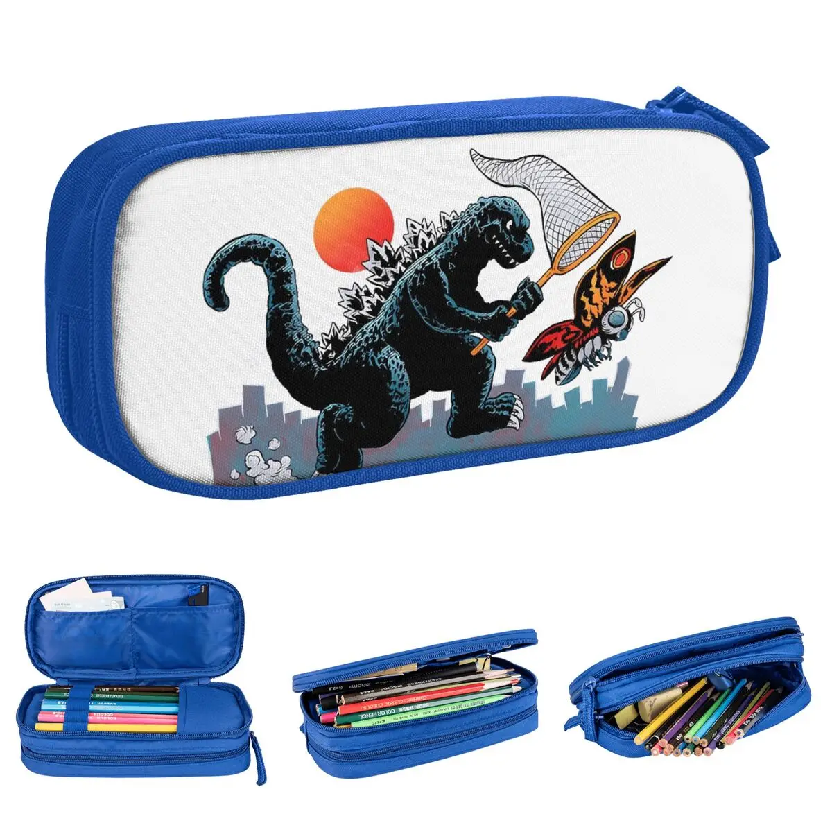 Zeros Godzillaed Dagons Vintage Ones nuevos estuches de lápices monstruos bolsas de bolígrafos almacenamiento grande para estudiantes caja de lápices con cremallera escolar