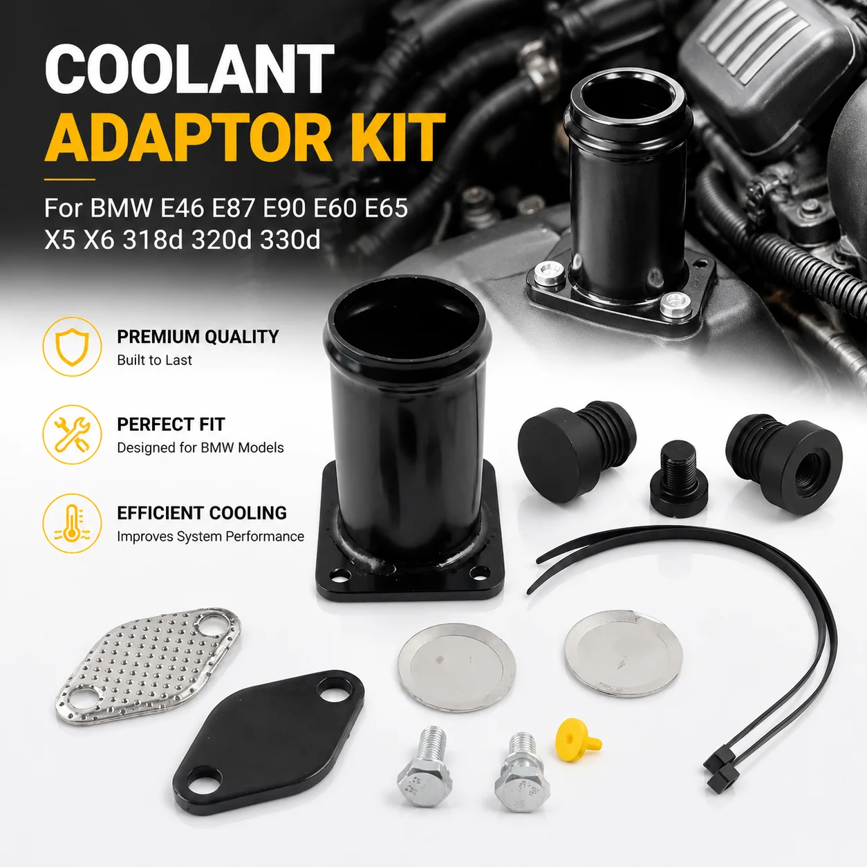 Aluminum Coolant Adaptor Fitting Plugs Thermostat Bungs for BMW E46 E87 E90 E60 E65 X5 X6 318d 320d 330d