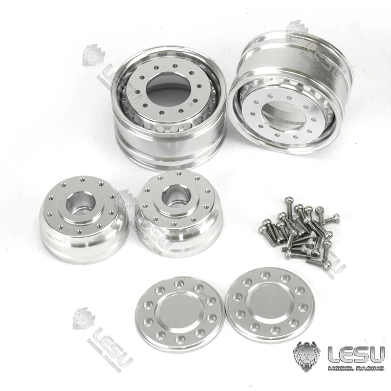 Lesu metal liga de alumínio roda dianteira 20 buraco pneu largo W-2042 para tamiya 1/14 rc caminhão trator caminhão basculante modelo brinquedo peças