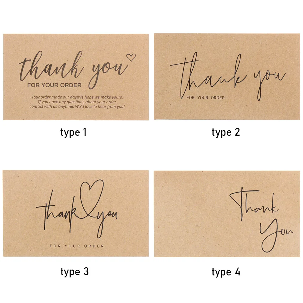 For Small Business Online Retail "Thank You For Your Order" Postcards Kraft Paper Cards Express Appreciate Greeting  Labels view 5