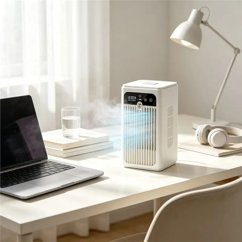 AC39-Atomize Humidifier Portable Air Conditioner Mini Desk Fan Cooling Fan Touch Control For Offices Home Camping