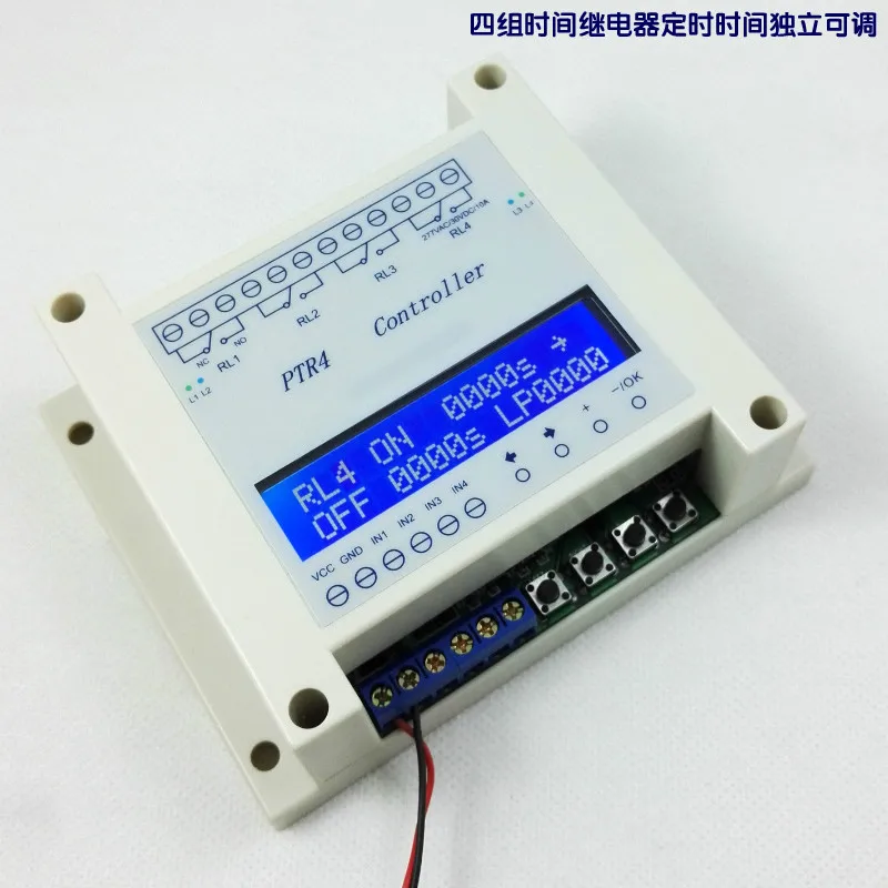 DC6-40V 4-Channel Programmable Digital Time Relay Timer Controller Delay Switch Module Independent Timing Cycle LCD Display