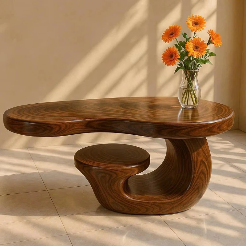 Modern sculptural wooden coffee table with durable, characteristic furniture