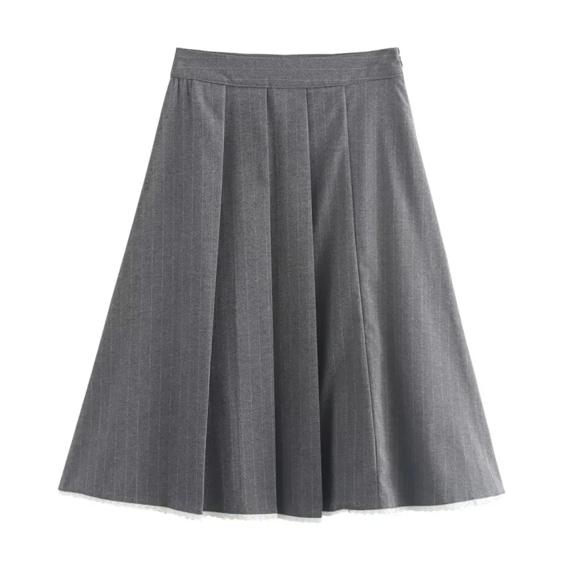 Striped Short Blazer Patchwork Vest Skirt Three-Piece Set