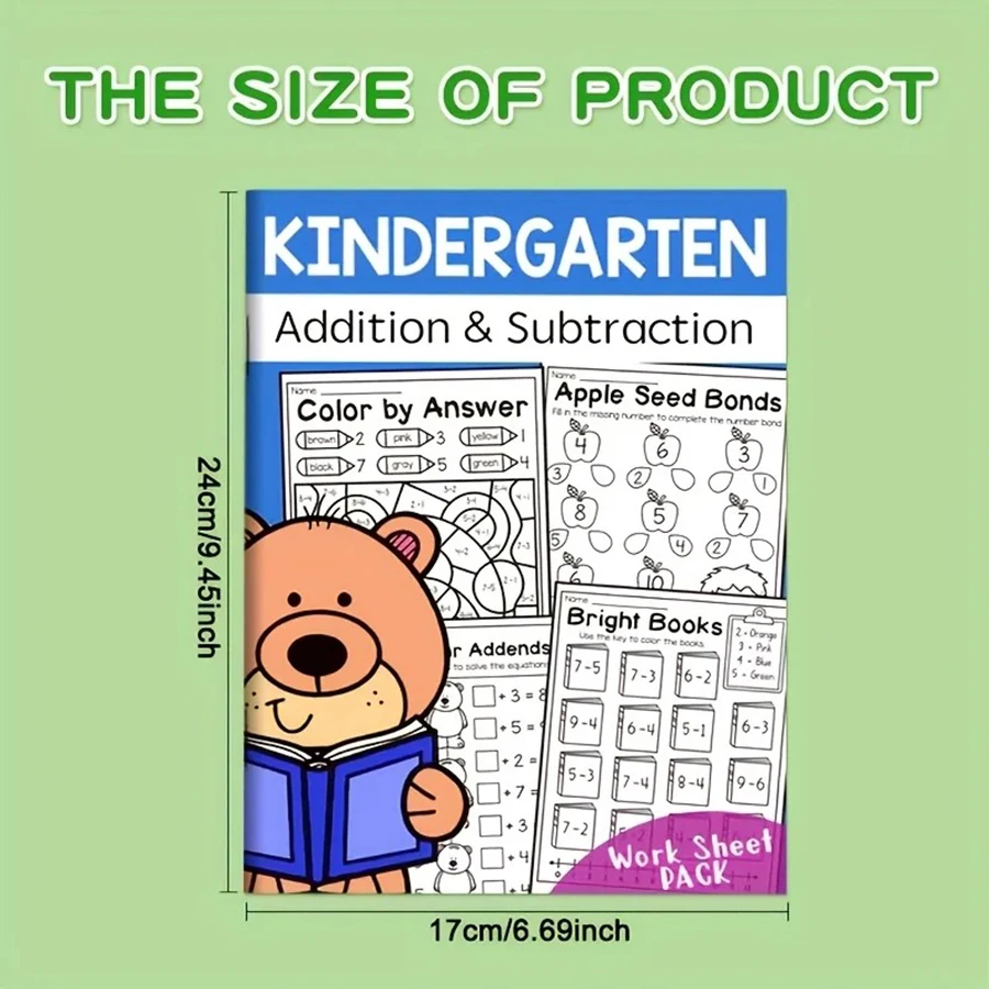 32-page Interactive Math Workbook Featuring Addition And Subtraction Exercises Crossword Puzzles And Colorful Math Activities