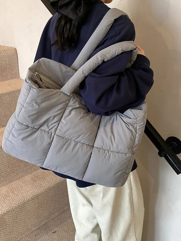 

Осень-зима, новая повседневная универсальная сумка на одно плечо, хлопковая сумка-пуховик, большая модная сумка Capaci