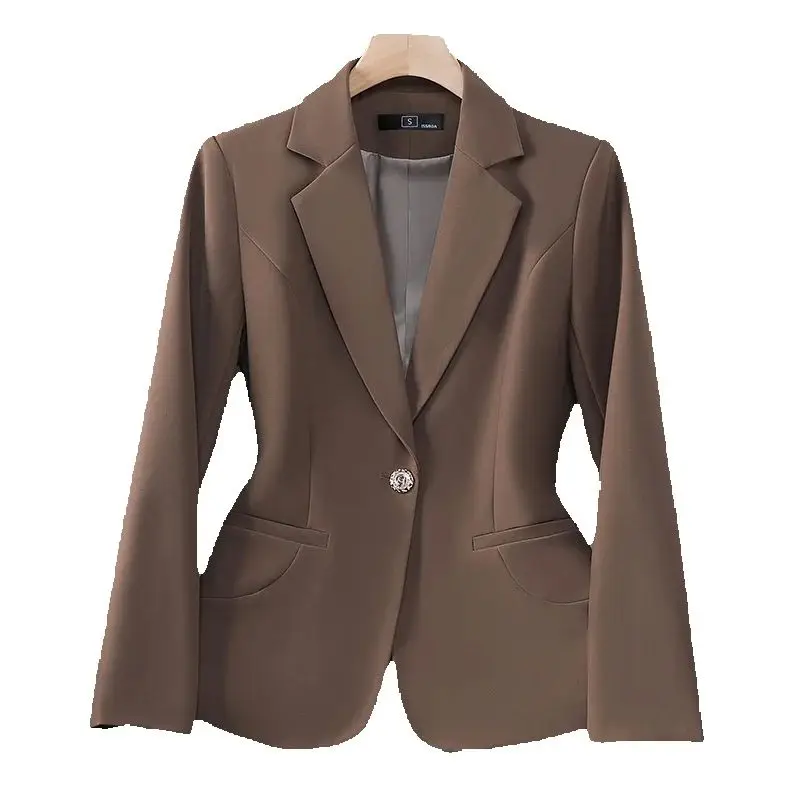 

2025 Spring Autumn Slim Long Sleeve Black Blazer Women Coat New Ladies Business Work Suit Jackets Korean Female Formal Outerwear