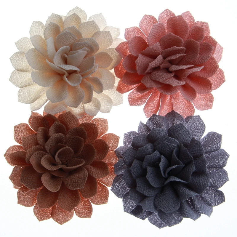 50PCS 10CM Vintage Fabric Flowers For Headbands Satin Flower For Women Hair Clips Accessories Head Wear