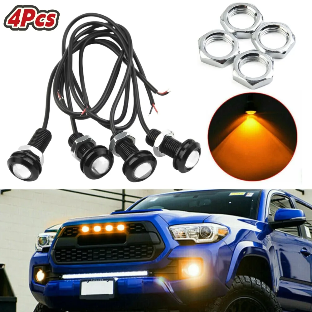 4Pcs Car Lights LED Lighting Kit Decorative Lamps Amber For Ford SUV Raptor Style Universal LED Grille Lighting