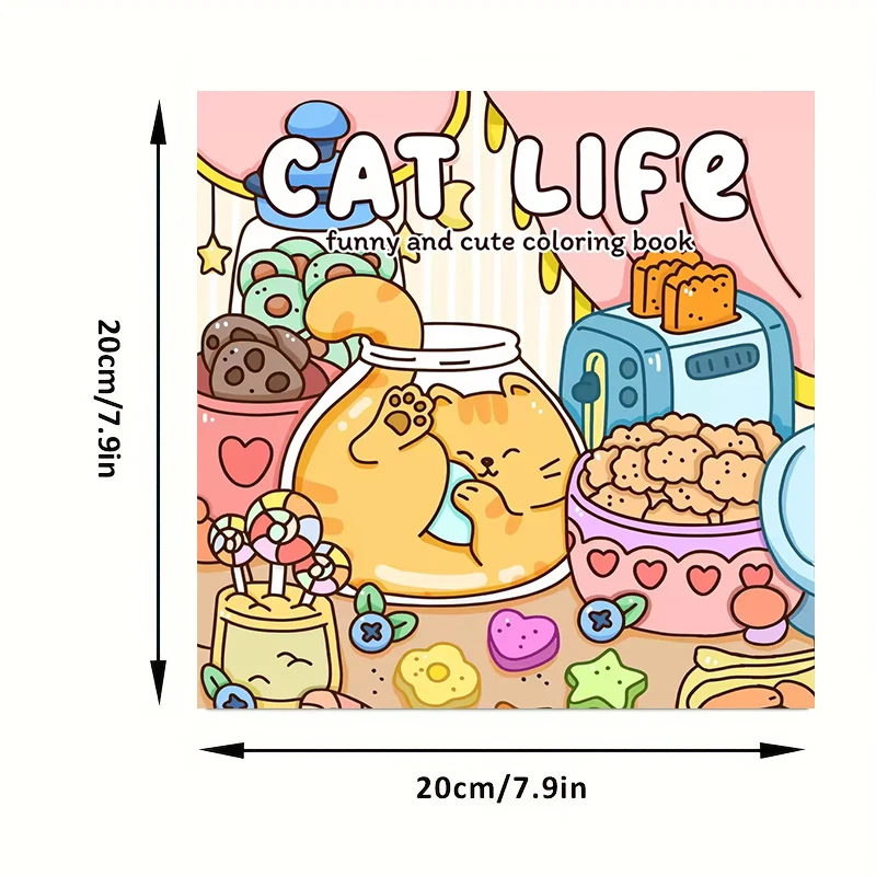 28 Pages Cat's Life Coloring Book, Painting Book for Valentine's Day Gifting, Birthday Party Gift, Drawing Supplies, Christmas