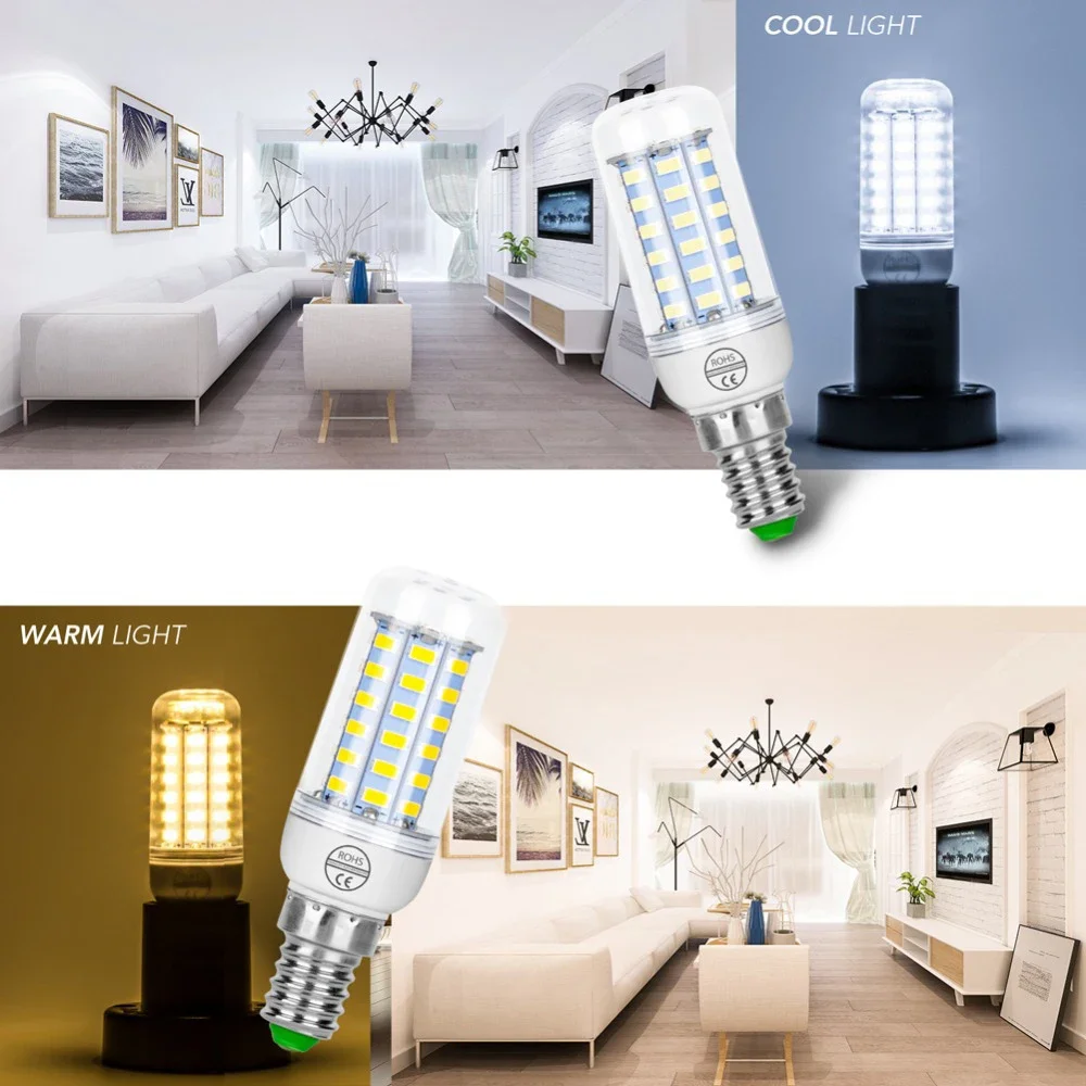 Aoyuansea-Ampoules de maïs LED pour la maison, lampe blanche froide et chaude, E14 inda, B22, G9, GU10, 5730 SMD, lumineux, 3W, 6W, 9W, 12W, 15W, 220V, 110V