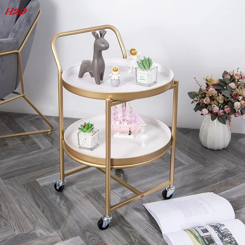 Creative Minimalist Wheeled Cart Coffee Table Home Living Room Bedroom Sofa Side Table Restaurant Club Movable  Drop Shipping