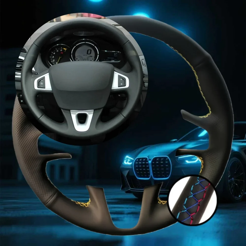 Housse de volant de voiture personnalisée, pour Renault Megane 3 Scenic Fluence ZE 2009 – 2016, accessoires de voiture, enveloppe de direction cousue à la main