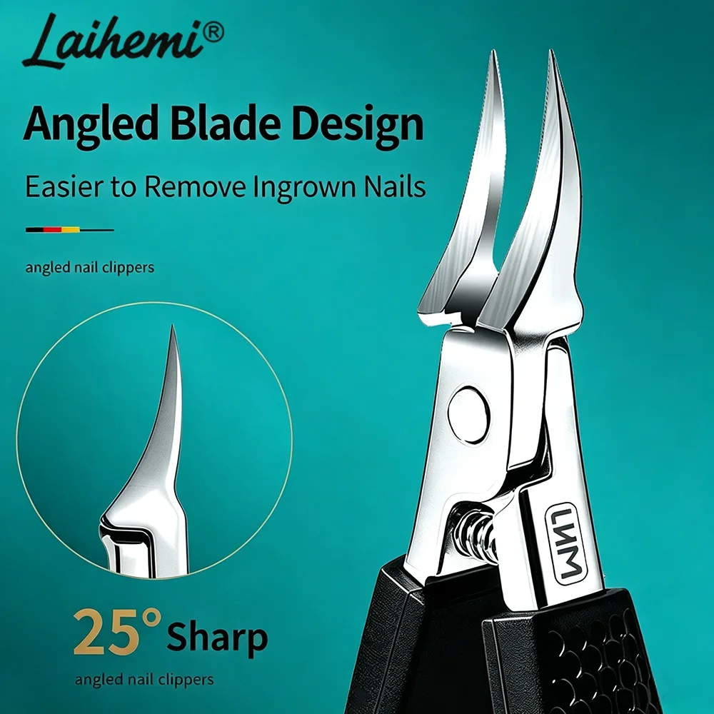 Ingrown Toenail Clipper Set, Stainless Steel Sharp Angled Nail Cutters with Cuticle Pusher, Professional Pedicure Manicure Tool