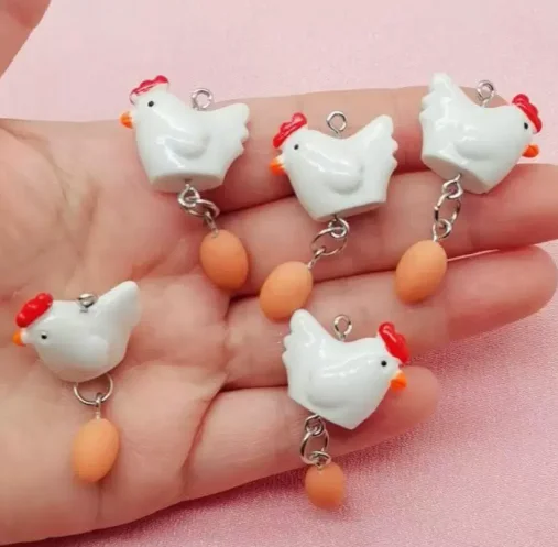 10 Pcs resin Chicken and Egg Charm Pendant For Jewelry DIY Bracelet Earrings Decorative Material Accessories