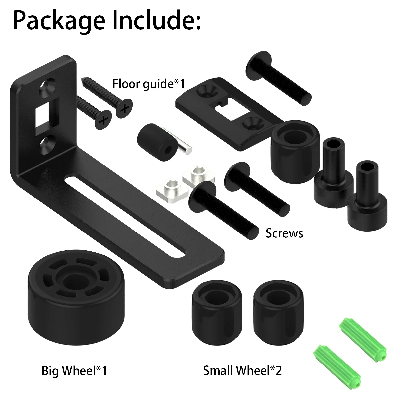 Guida al pavimento a rulli combinata per porte universali nere: liscia, sicura ed elegante