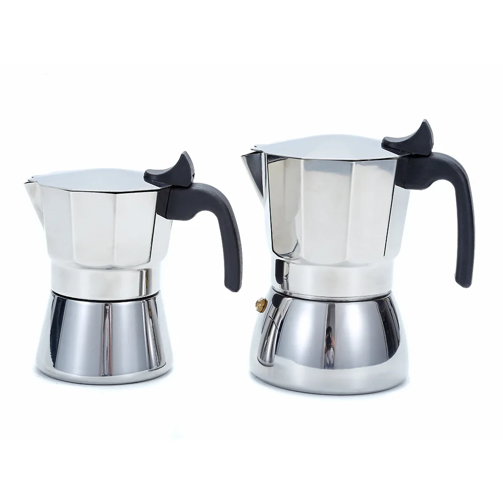 New Modern Octagonal Stainless Steel Eco-friendly Moka Pot Italian-Style Home Espresso Coffee Maker Hand-Brewed