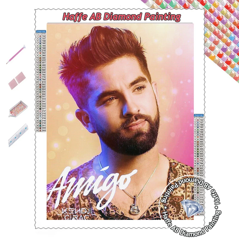 ضوء النجوم Kendji Girac كامل الماس اللوحة AB التدريبات الفرنسية الموسيقى المعبود صورة التطريز عبر غرزة ديكور المنزل #3