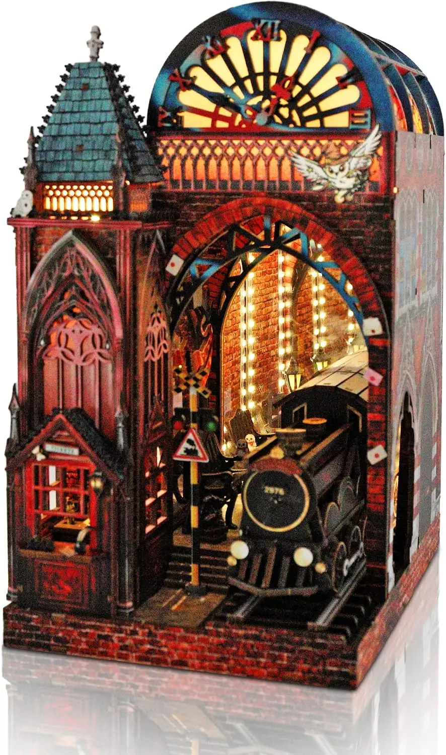 Magic Platform DIY Book Nook Kit Interactive 3D Wood Puzzle LED Magical Miniature with Infinite Mirror Extension Space DIY Books
