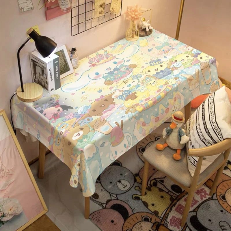 Sanrio Hello Kitty Table Cloth Kuromi Melody Cartoon Tablecloth Dustproof Cover Cloth Washable Cute Girl Bedroom Desk Home Decor