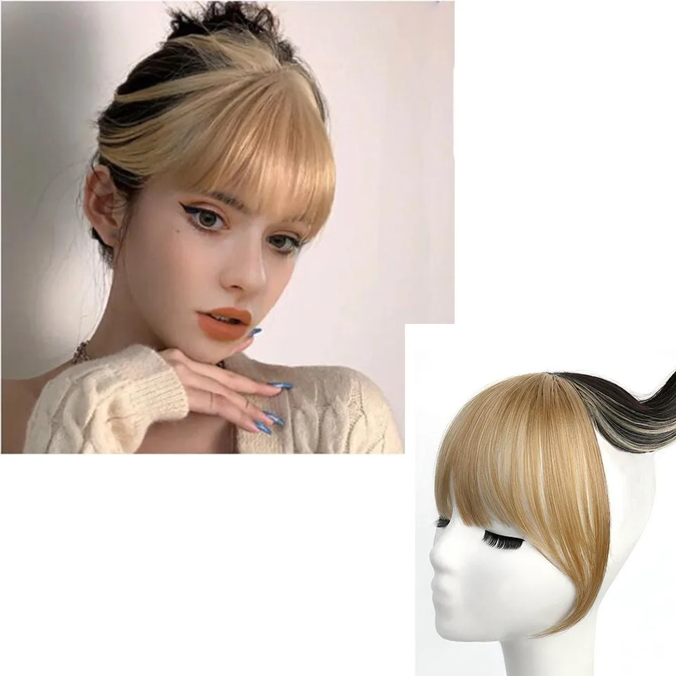 Synthetic Hairpin Style Pink Bangs Extension Natural Middle-parted Bangs Fringe Topper Hairpiece Invisible Clourse Hairpieces