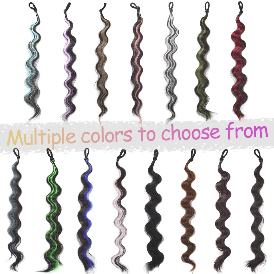 LUPU Colorful Highlight Curly Ponytail Synthetic Wig Rubber Band Style Curly Ponytail Wig Suitable for Women's Festival Wear image 3