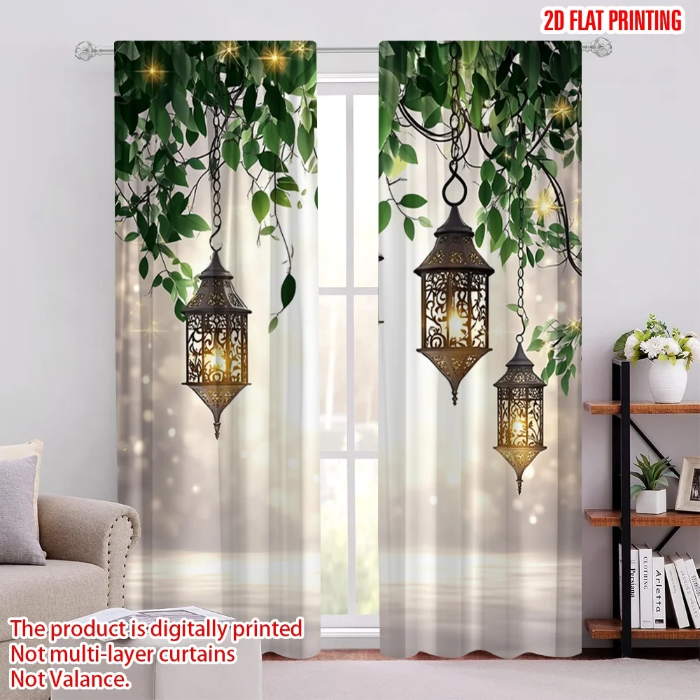 

2Pcs 2D flat printing Leaf Pattern Curtains Polyester Drapes For Bedroom Office Kitchen Living Room Study Home Decor Room