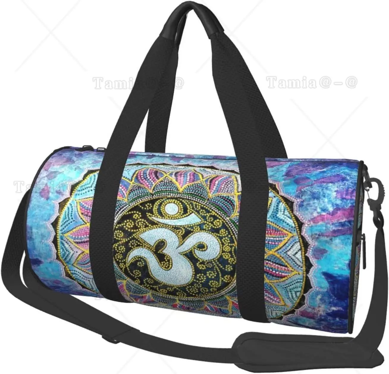 Gym Bag Indian Mandala colorful Blue Purple Duffel Barrel Bag Backpack Lightweight Travel Cylinder Bags for Swim Training