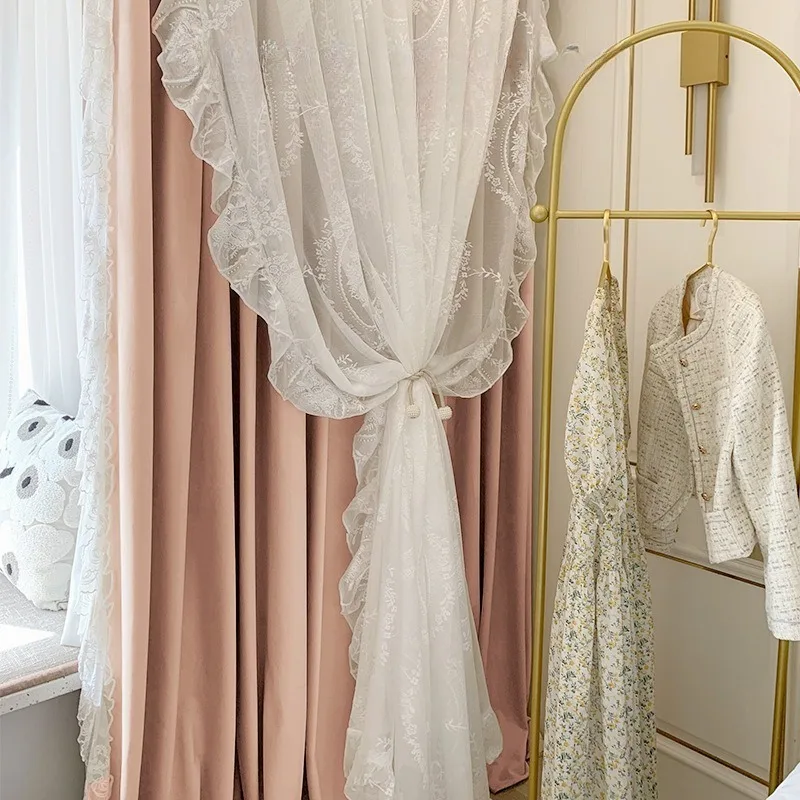 Custom  Size！！European Elegant Lace Velvet Australian Cashmere Curtains for Living Dining Room Bedroom Jacquard Fashion Decor