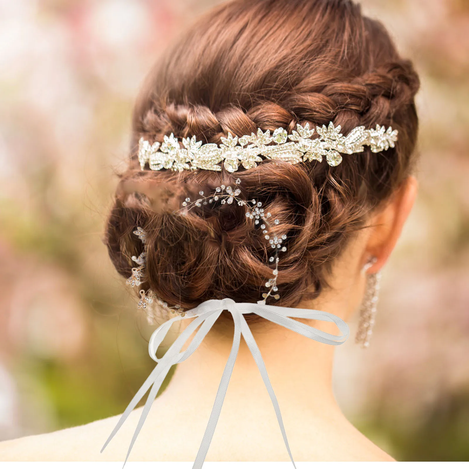 

Alloy Painting Oil-inlaid Hairband Bride Headdress Stylish Headwear Silver Women Wedding Party Prom Accessories Long Lasting