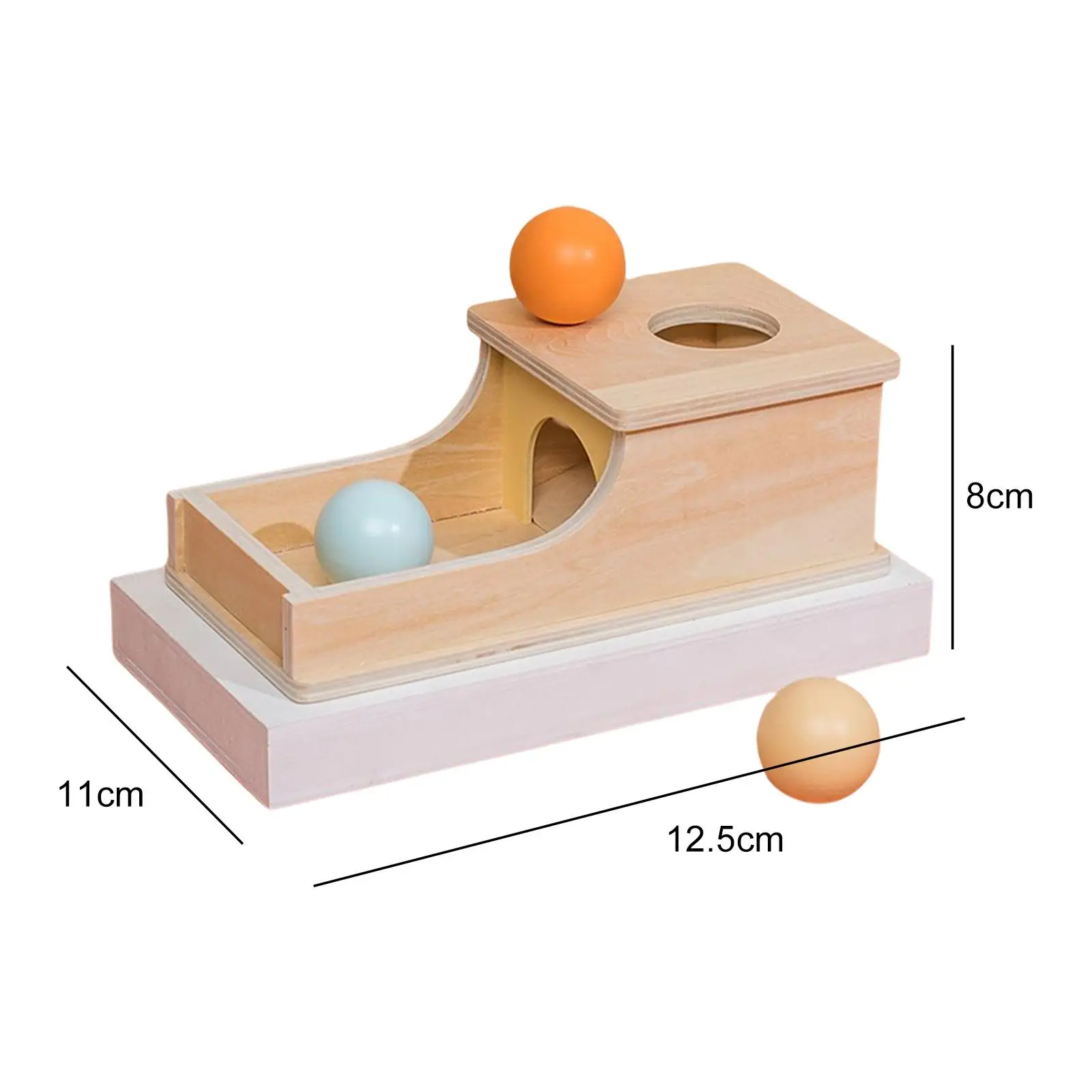 Montessori Object Permanence Box Met Dienblad En 3 Ballen Ontwikkelingsspeelgoedbal