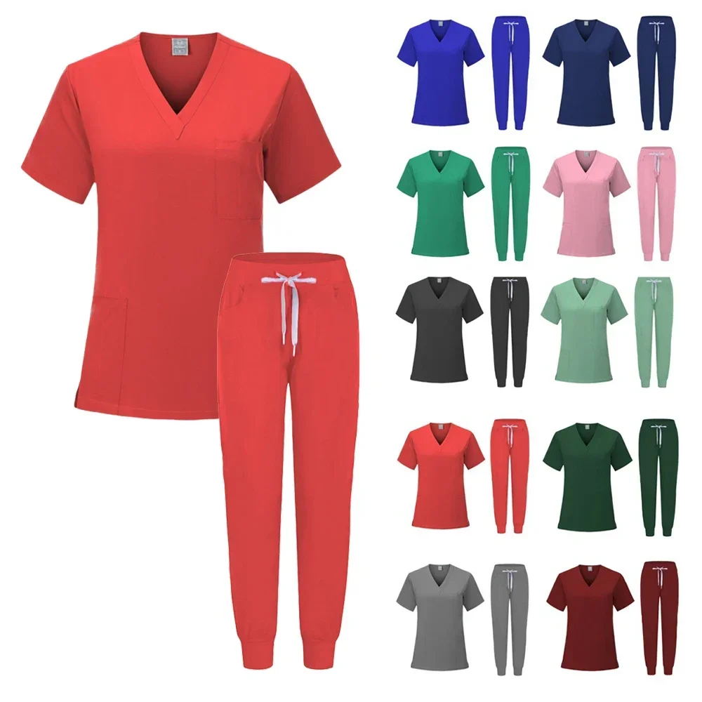 Hot Sale Nurse Scrubs Set Women Anti Wrinkle Washable Soft Hospital Uniform Medical Scrubs Women Scrubs Sets Medical Accessories