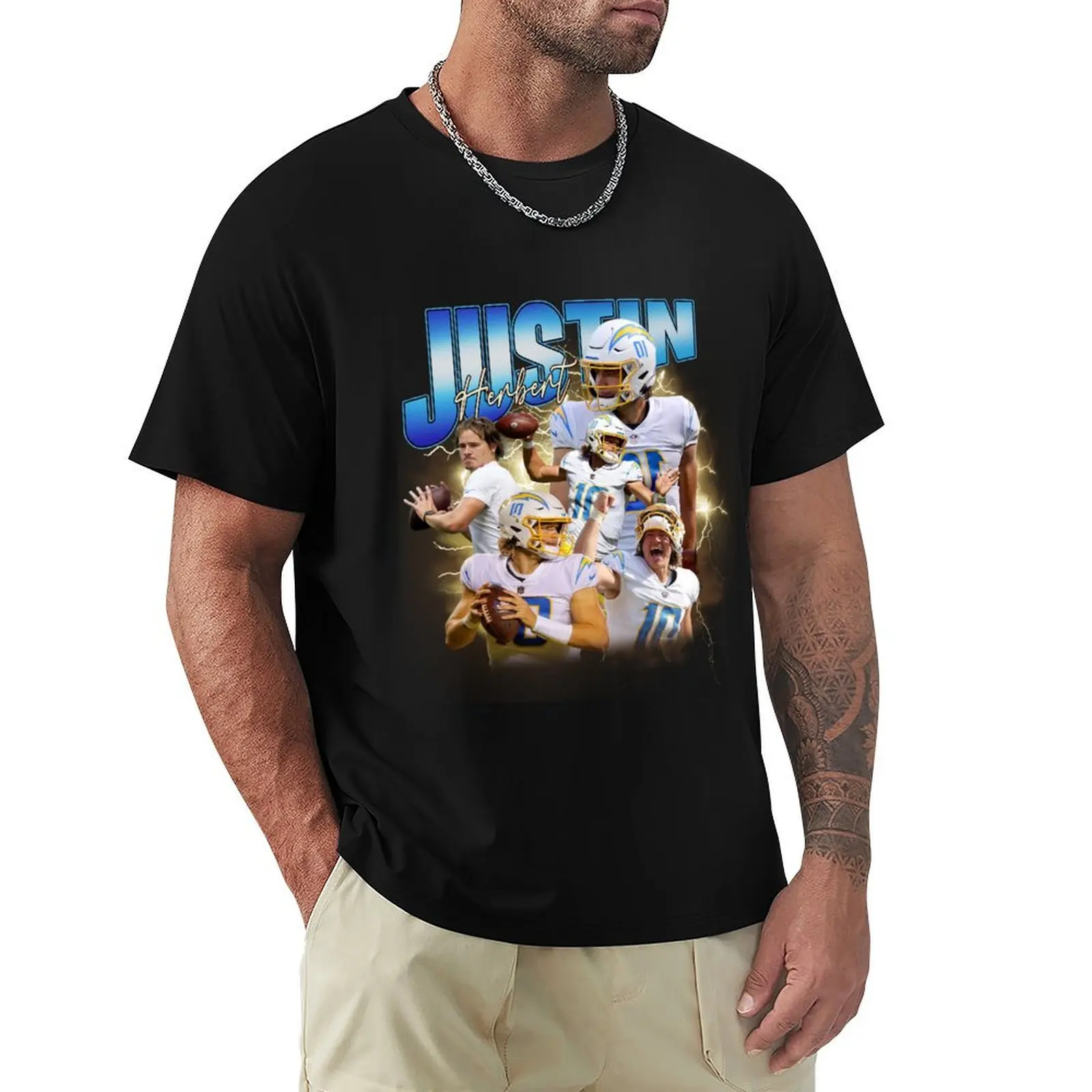 

Justin Herbert Vintage T-Shirt Lightweight Sport Basic T-Shirt