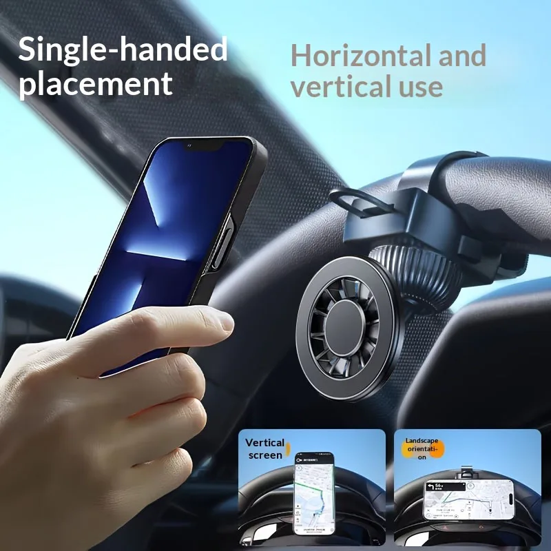 Lenkrad-Magnetischer Handyhalter für iPhone Auto-Halterung Ständer 360° ° Drehbare, klebefreie GPS-Navigationshalterung – Detail 5