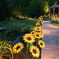 Solar Sunflower Lights Outdoor Decorative Strips LED Sunflower Yellow Lights Decorative Suitable for Yard Lawn Garden Pathway