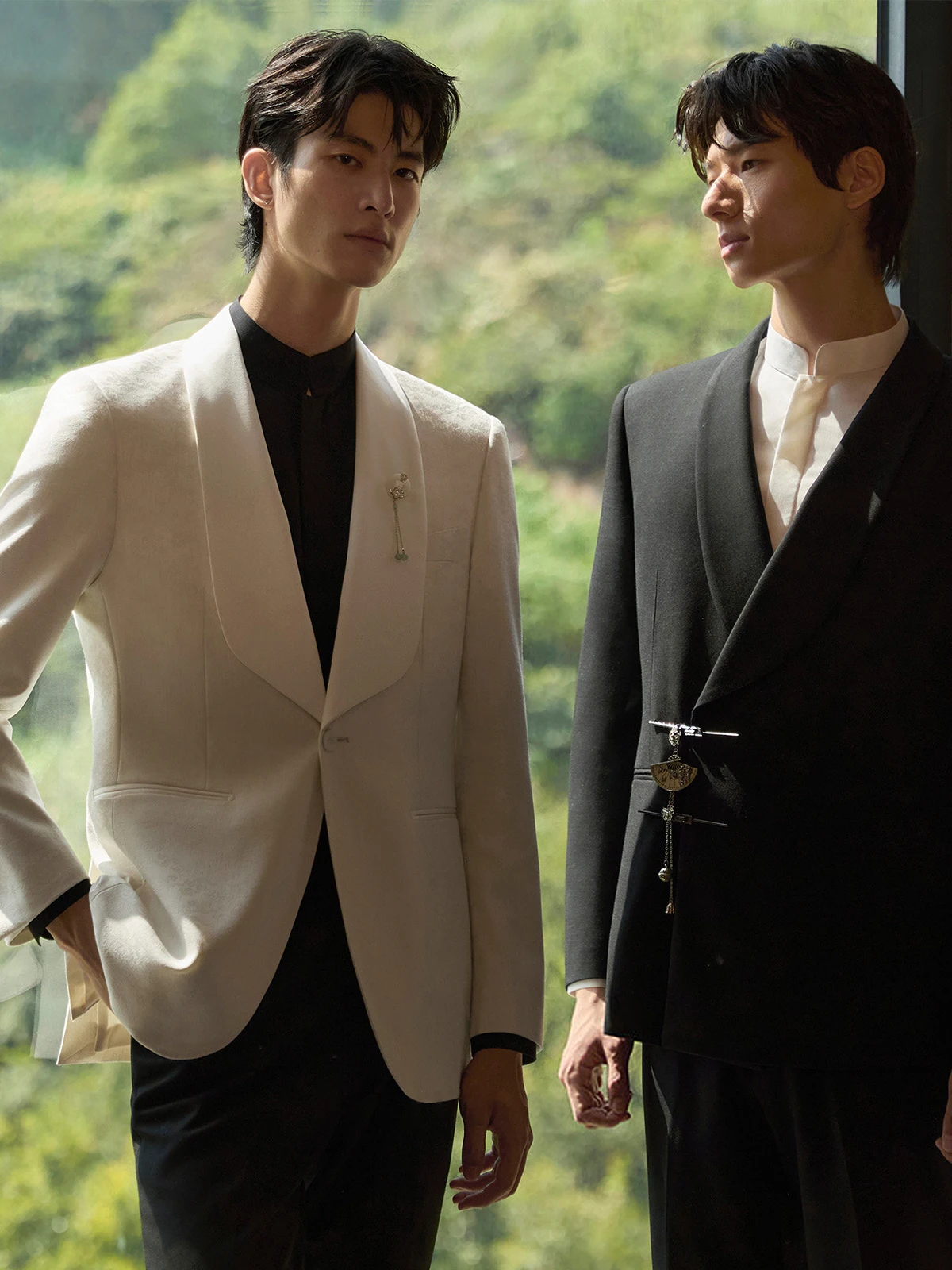 Men's White Shawl Collar Lightweight Summer Wedding Tuxedo Premium Formal Suit for Groom Engagement Ceremony Breathable