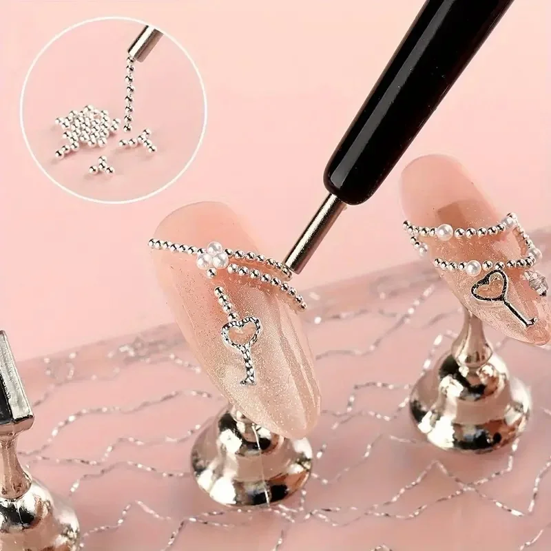 12 compartimientos mini cuentas caviar decoración de arte de uñas metal oro/plata micro bolas imán para uñas 0.5~3mm joyería de uñas 3
