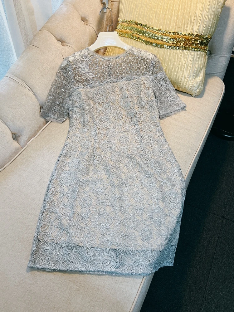 Spódnica Ele Lace Dr Slim Fit z wysokim stanem, o kroju litery A, zapinana na zamek, modna letnia spódnica dla wyrafinowanych kobiet...