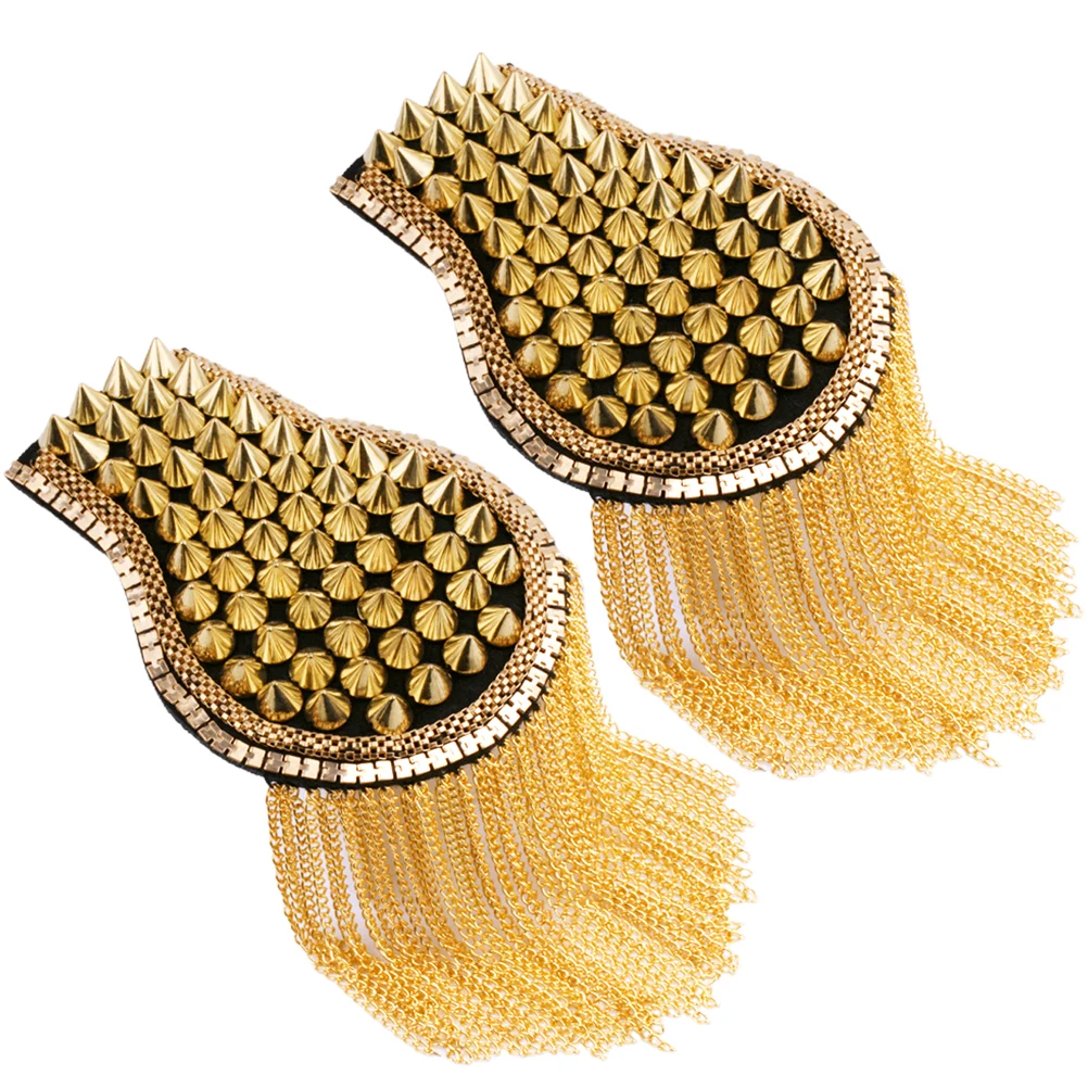 

1 Pair Fringed Shoulder Accessories With Safety Pins Easy Match Suits Fashion Badge Riveted Epaulett Costume Stage Tassel