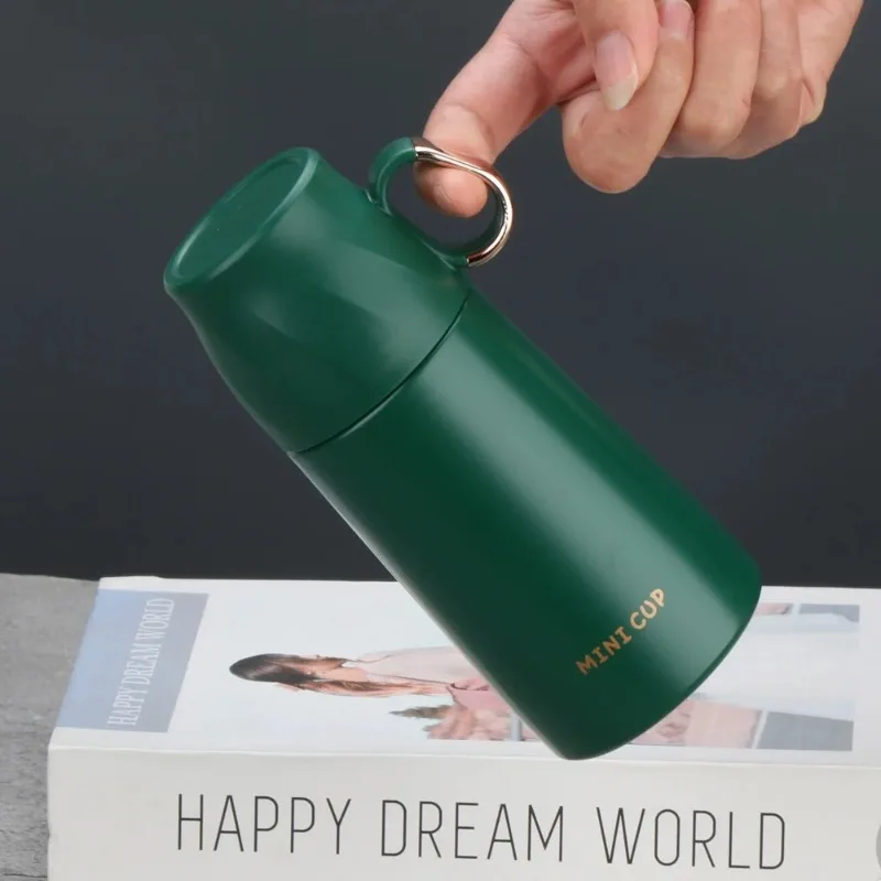 1PC 260ml Mini Stainless Steel Vacuum Insulated Cup Portable Thermal Bottle 6to12 Hour Heat Retention Professional Carry Handle