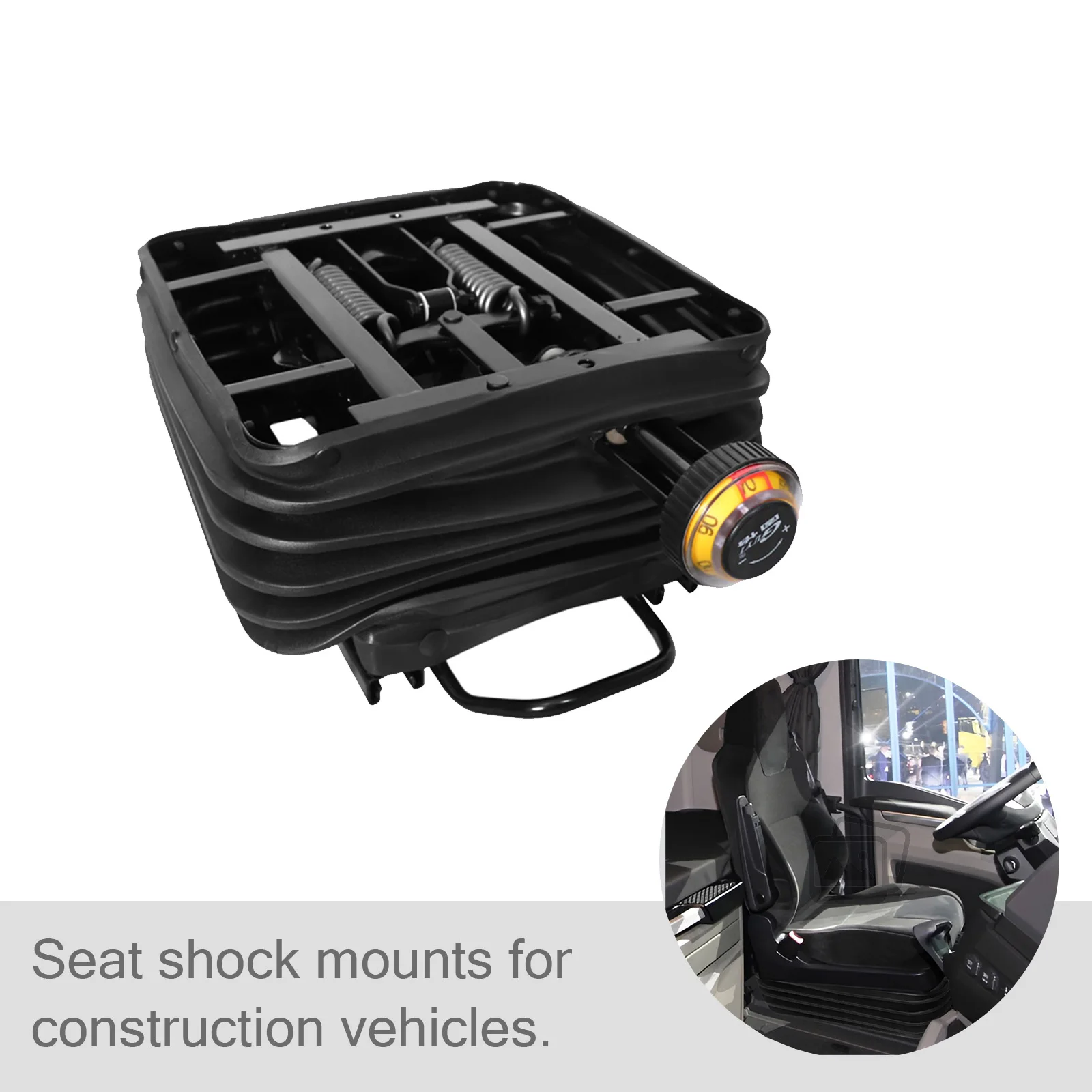 

Heavy-Duty Weight-Adjustable Seat Shock Absorbers with Dust Covers Are Suitable for Engineering Vehicles, Tractors, And Trucks.