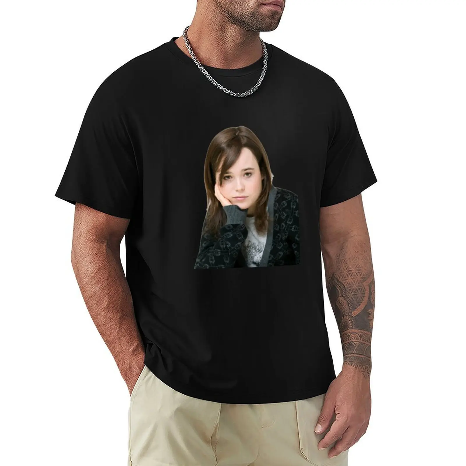 Ellen Page T-Shirt sweat plain tees slim fit t shirts for men