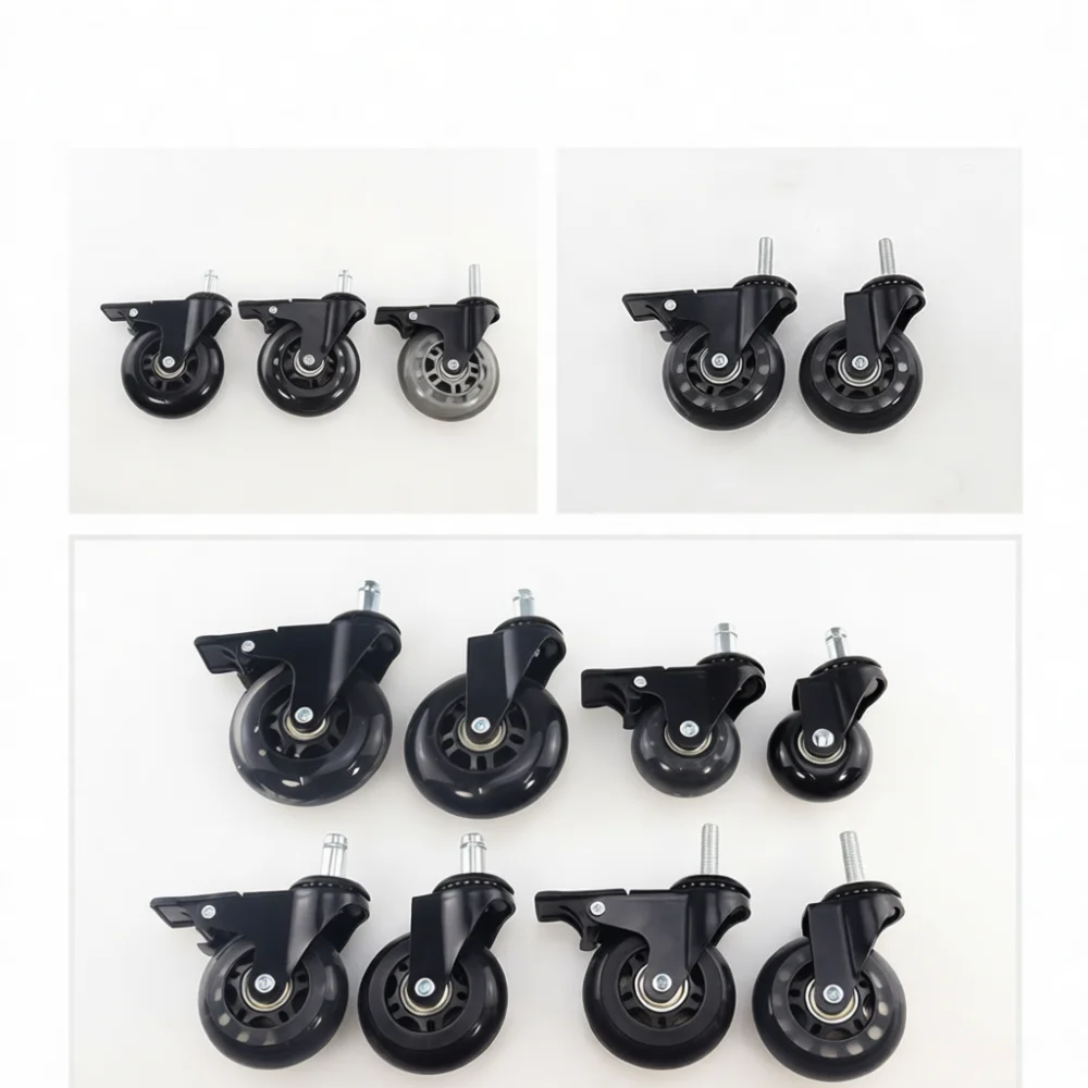 Replacement Casters 3 Inch Silent PU Swivel Wheels Office Chair Furniture Hardware Smooth Rolling Hardwood Floor Safe