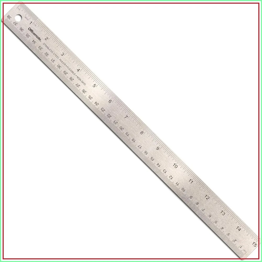 15 Inch Stainless Steel Ruler with Cork Backing, Metric & Inches, Silver