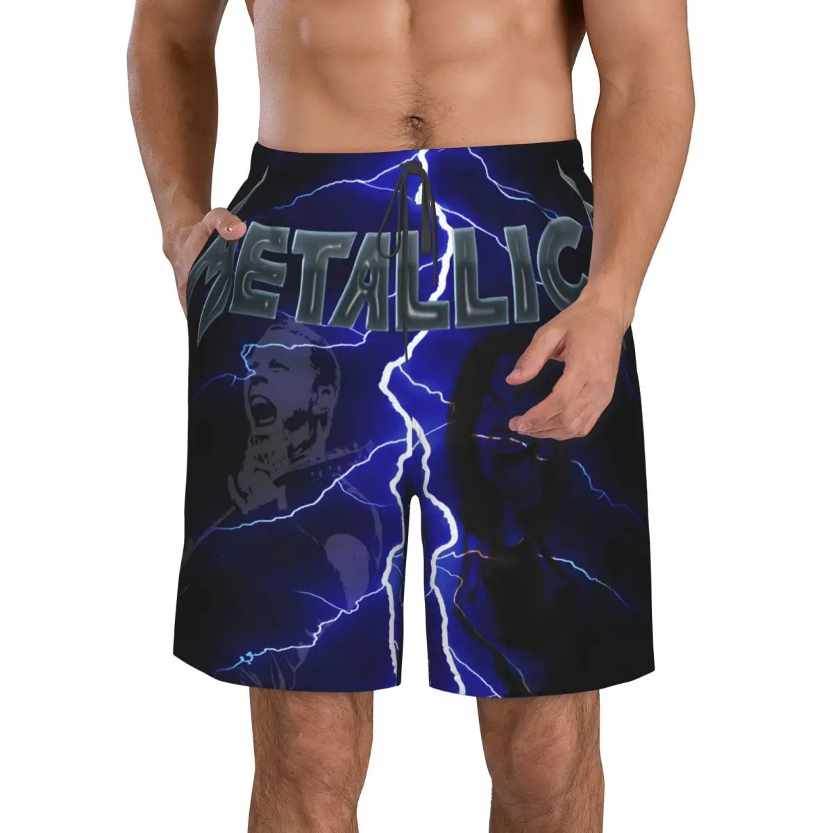 Heavy Metal Men's Beach Shorts Fitness Quick-drying Swimsuit Funny Street Fun 3D Shorts