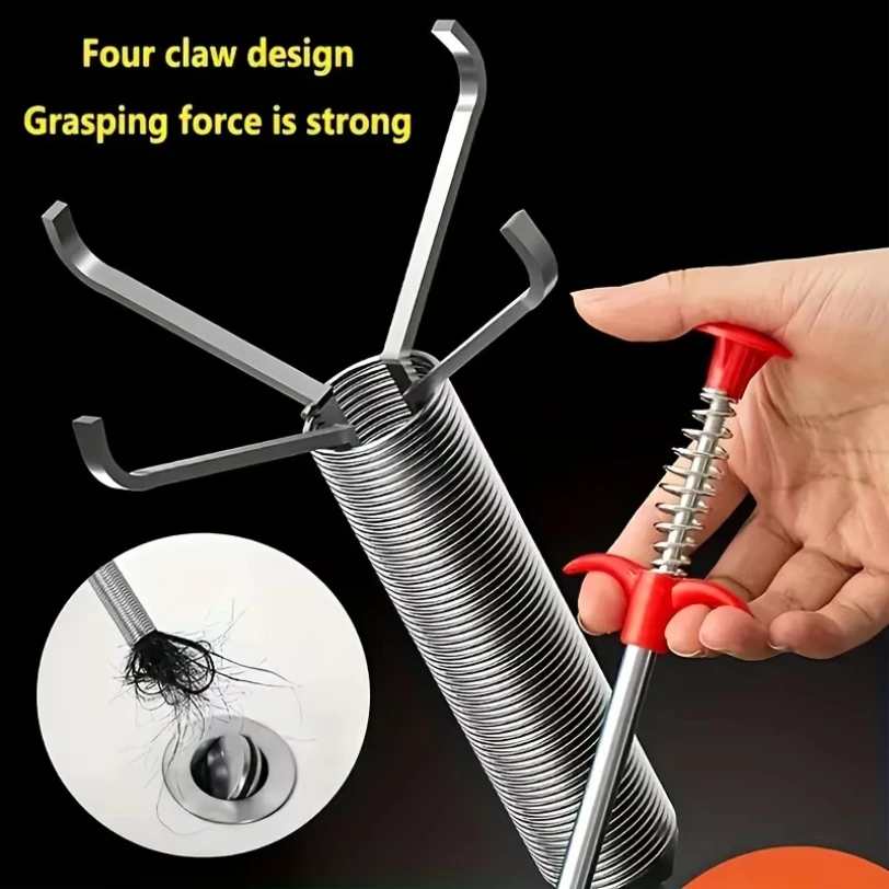 

60/90cm Multifunctional Pipe Dredging Tool Bendable Drain Auger Sewer Hair Cleaning Claw Spring Loaded Grabber Pickup Pipe Tool