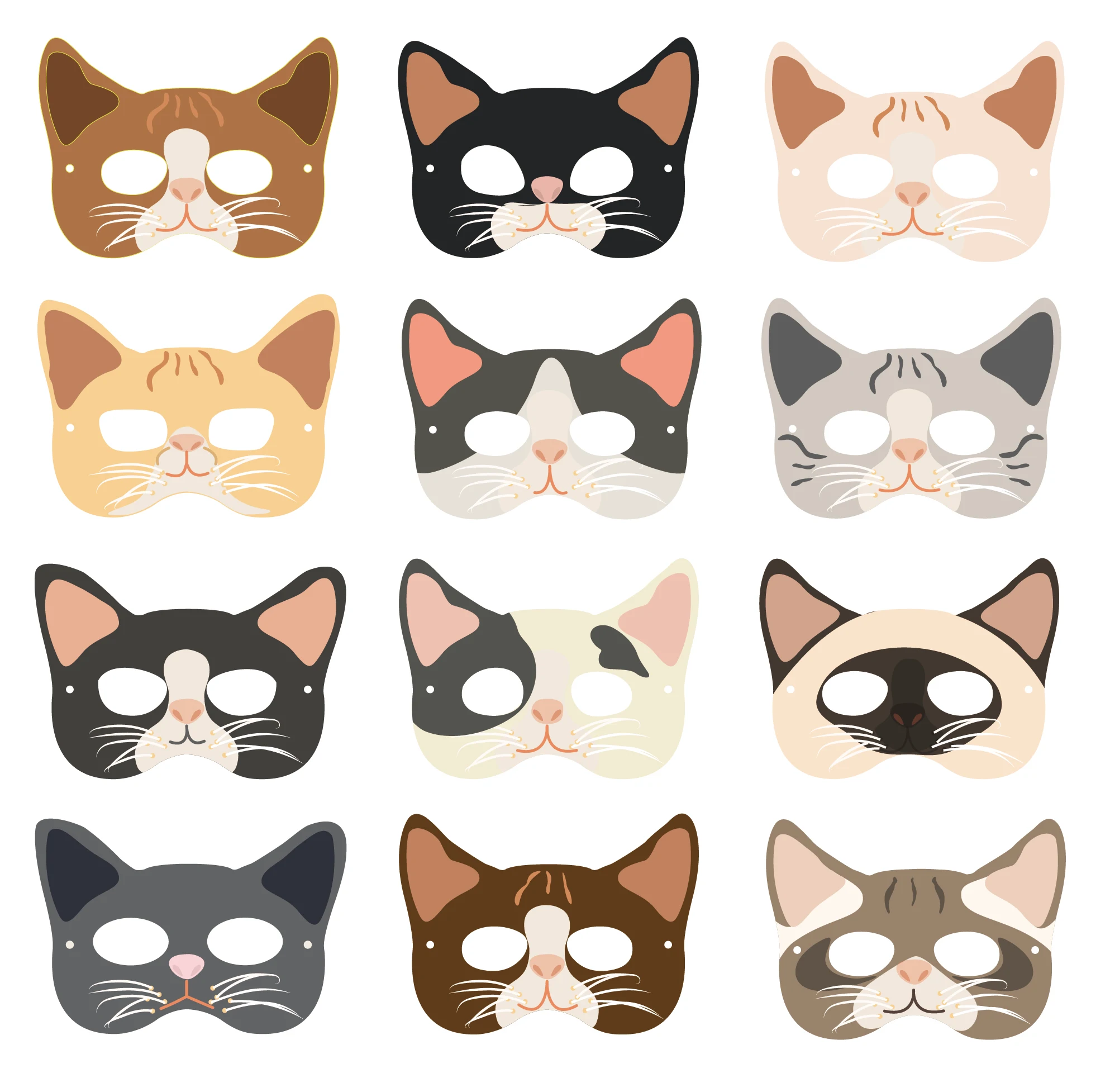 Kids Birthday Party Cartoon Cat Masks Mask Cute Pet Cats Party Decorations Baby Shower Party Facial Decoration Supplies