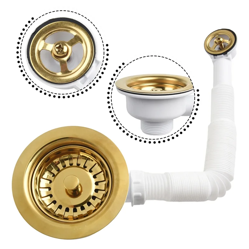 

AAAN-Сливная раковина из нержавеющей стали, 114 мм, позолоченный анти-сето для перелива для кухни, открытое отверстие 86-95